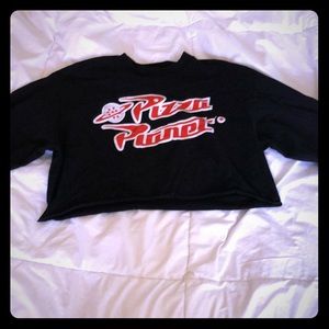 long sleeve cropped pizza planet shirt